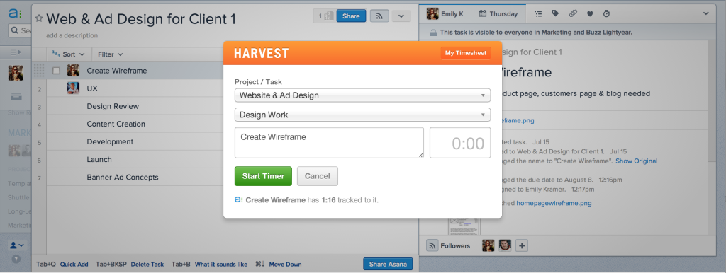 harvest time tracking google contacts integration