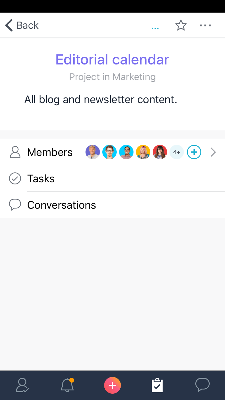 edit project details in Asana's iPhone app