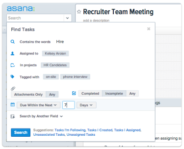 Asana Advanced Search – HR Scenario