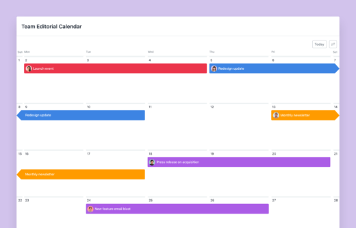 New to Asana calendar: Color coding and in-line task creation