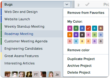 Colored Projects And Tags In Asana