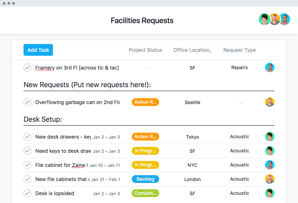 Facilities request template
