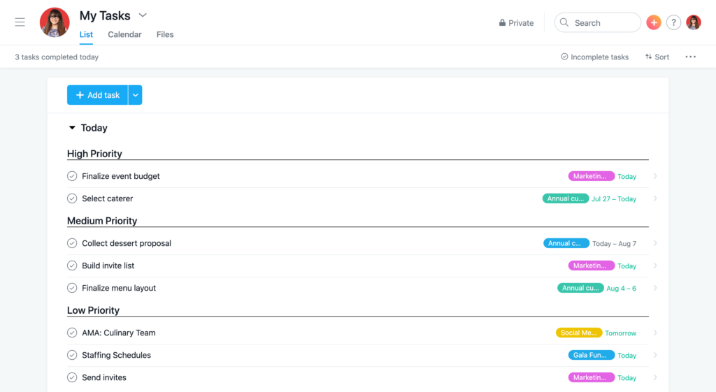 task assigned example