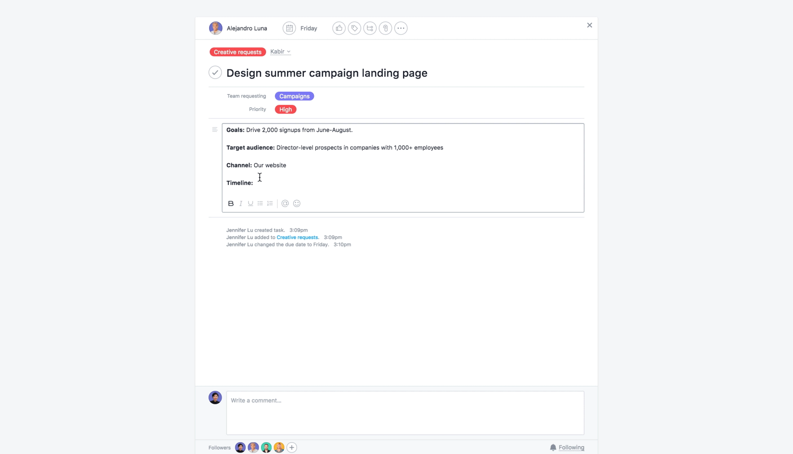 How to format text and add emojis in Asana descriptions
