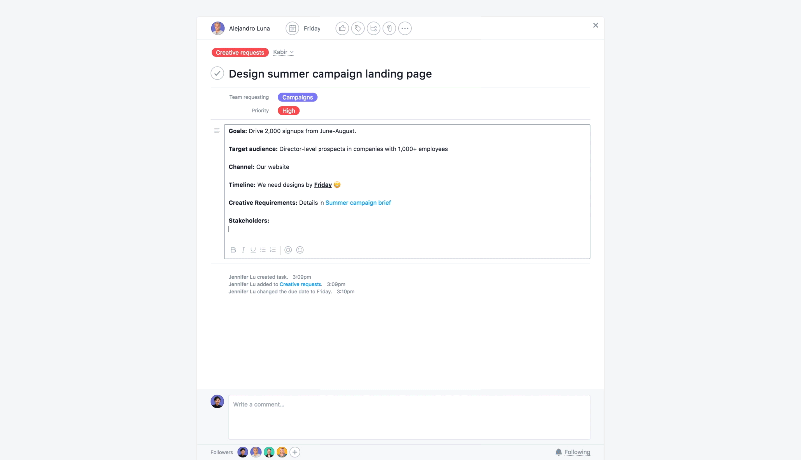 How to create lists in Asana task descriptions