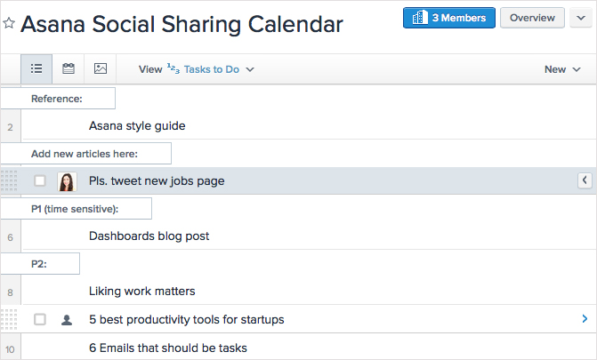 How to use Asana to manage your social sharing calendar