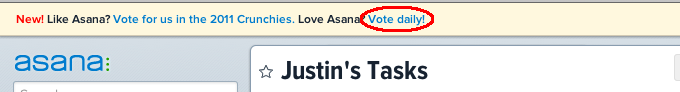 Click to create a repeating task to remind you to vote for Asana every 24 hours