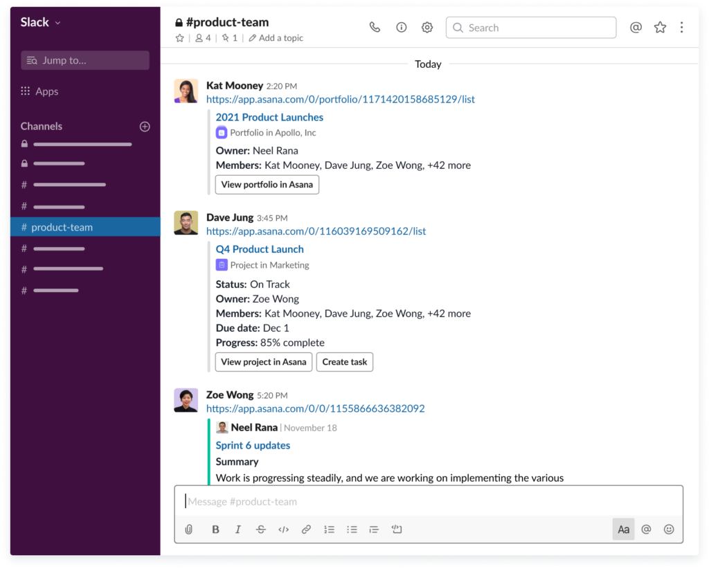 connecting asana to slack