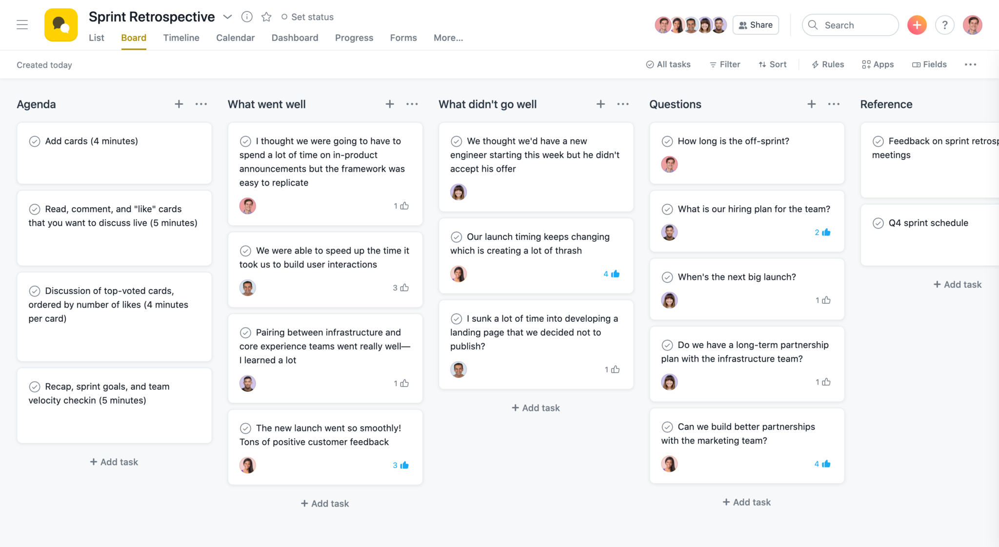 sprint retrospective sample answers