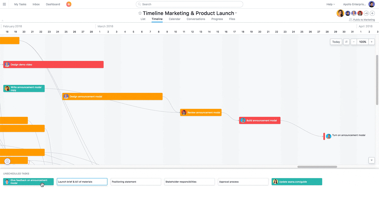 How to add a task in Asana Timeline