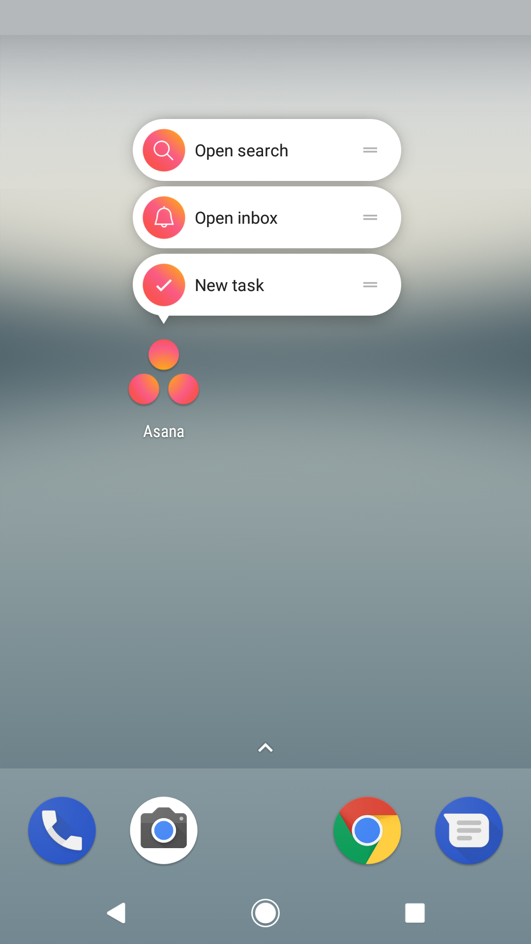 App Shortcuts on the Asana mobile app for Android