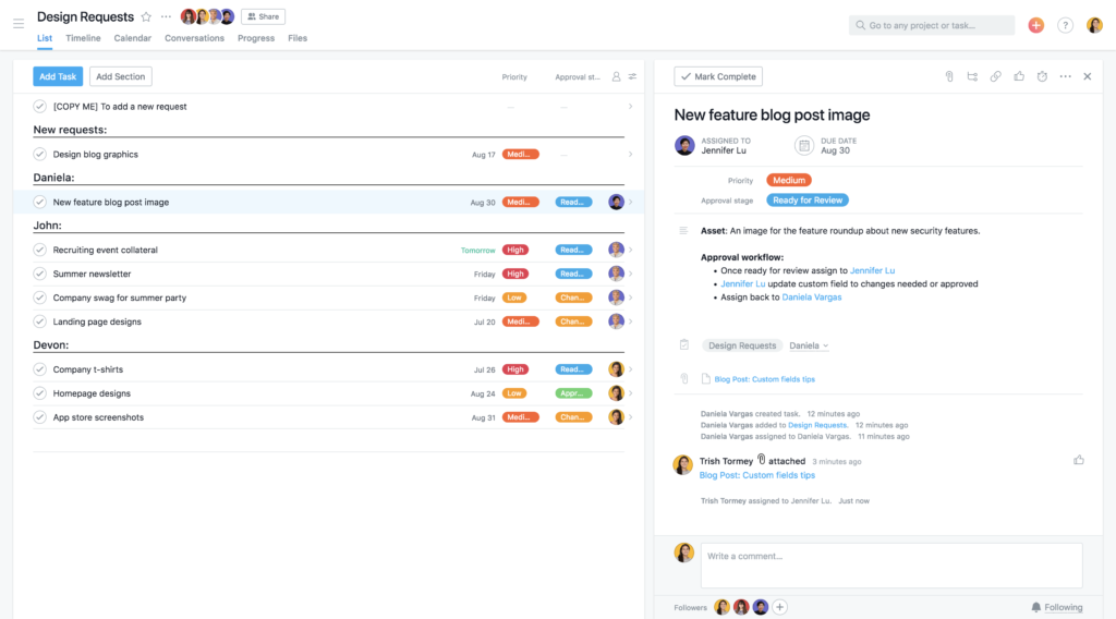 Use Asana’s new Approvals feature to track task progress