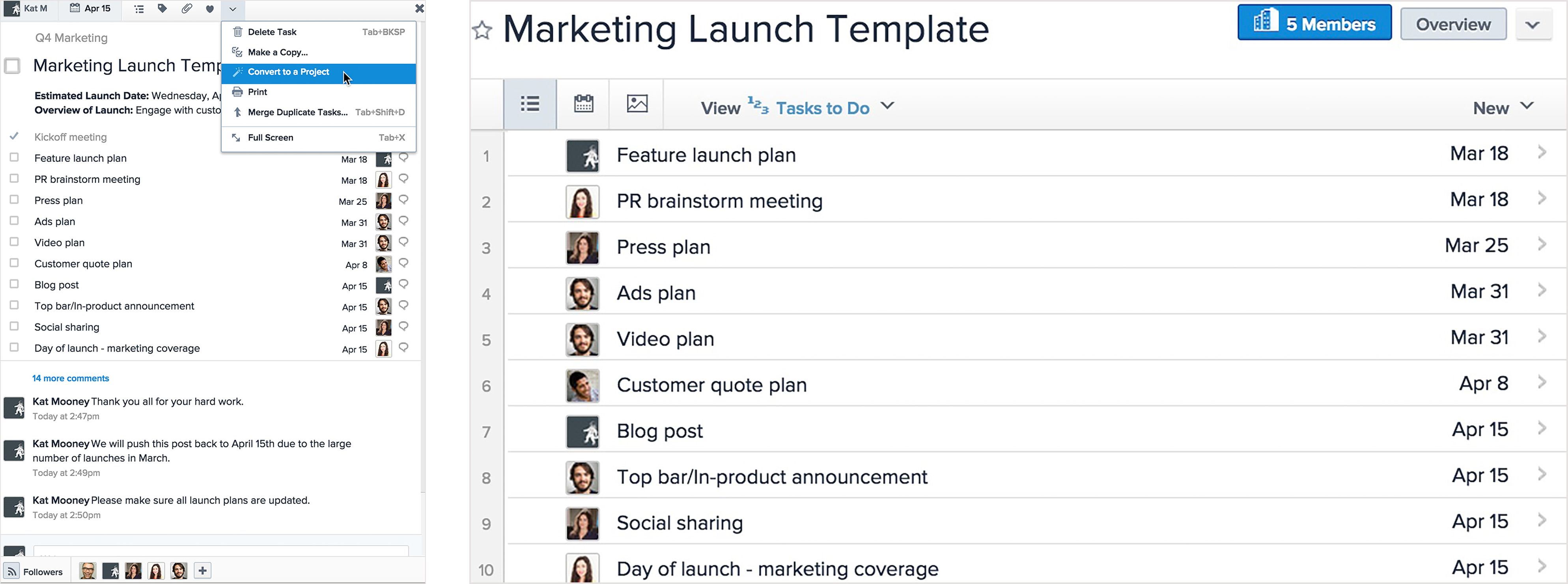 turn a project in list view into board view in asana