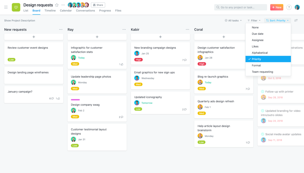 You can now sort and filter on Asana Boards